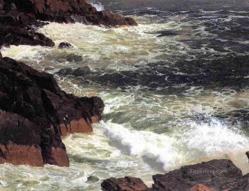  Hudson Oil Painting - Rough Surf Mount Desert Island scenery Hudson River Frederic Edwin Church